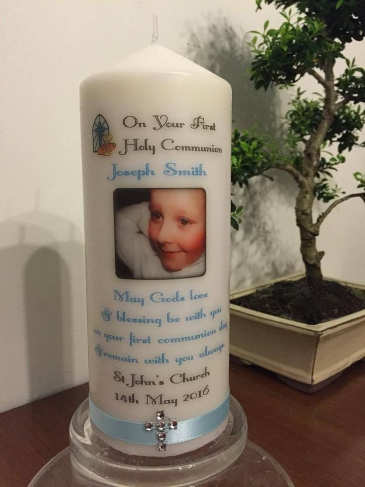 First Holy Communion Personalised Photo Candle. - Memories-Made.