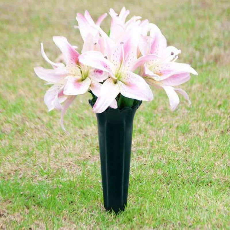 2 Pcs Green Spiked Memorial Grave Vases Cemetery Flower Pot Holder Vase - Memories-Made.