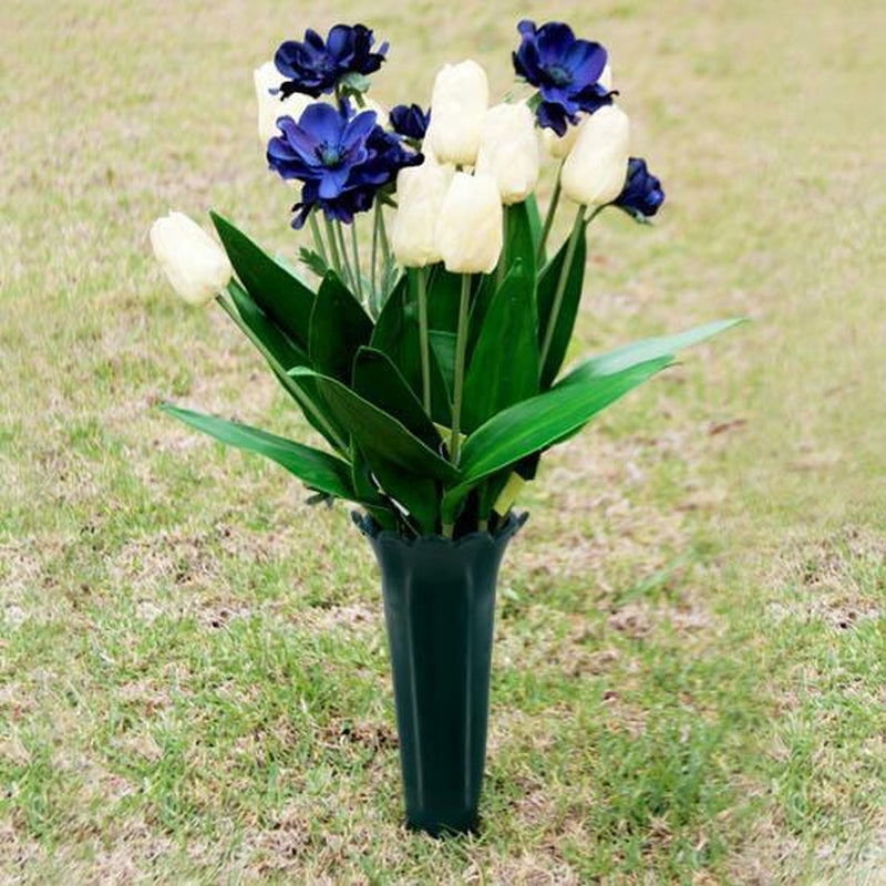 2 Pcs Green Spiked Memorial Grave Vases Cemetery Flower Pot Holder Vase - Memories-Made.