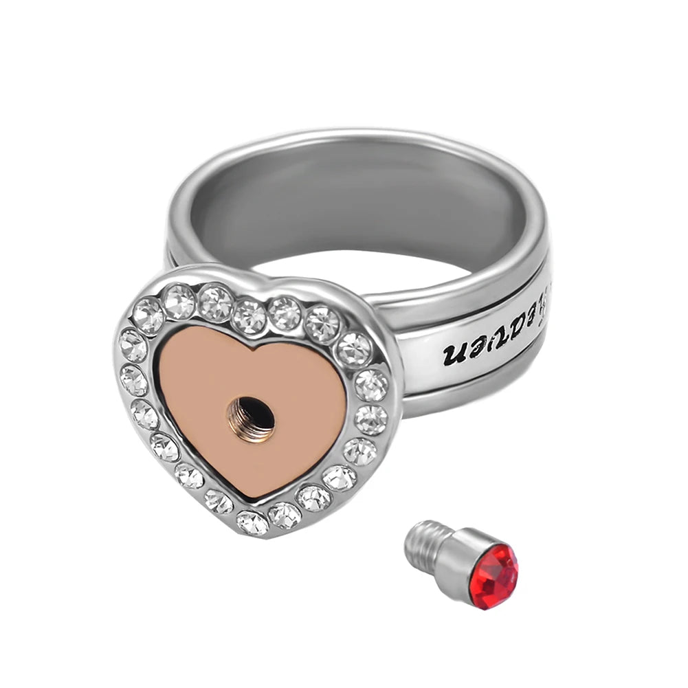 A Piece of My Heart Lives in Heaven Memorial Jewellery Heart Urn Ring Ashes Keepsake - Memories-Made.