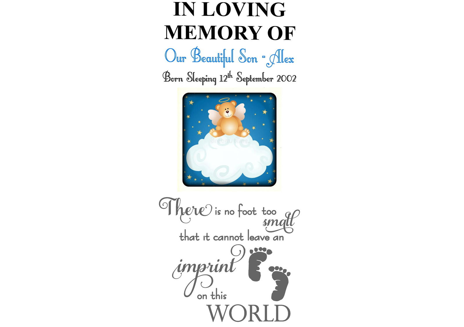 Child/Infant memorial candle - 20cm. There is no foot to small.... - Memories-Made.