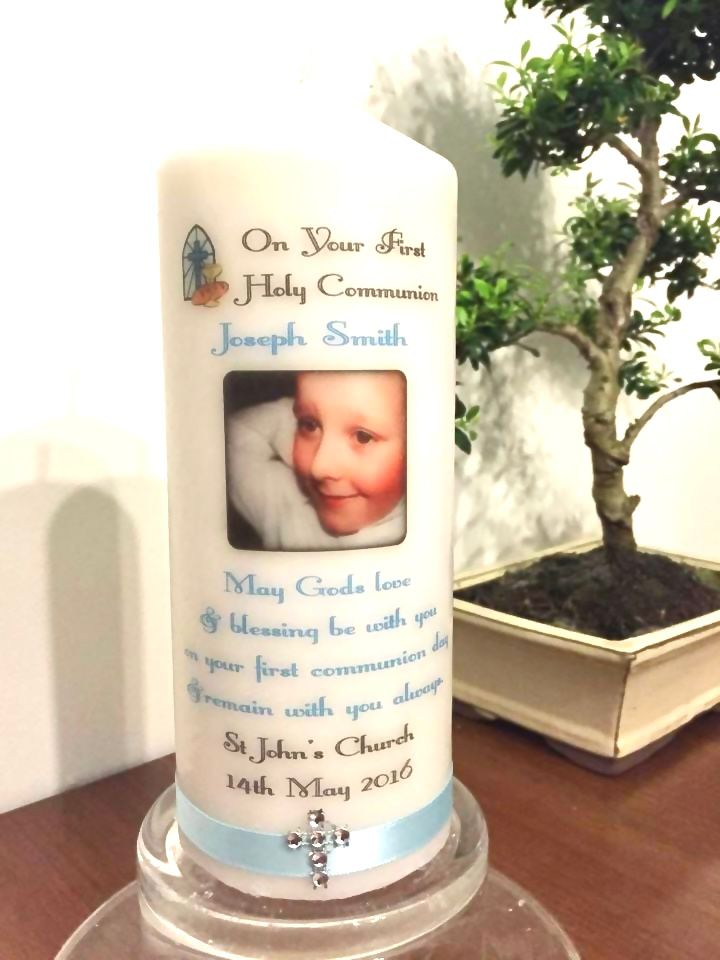 First Holy Communion Personalised Candle with Your Own Photo - Memories-Made.