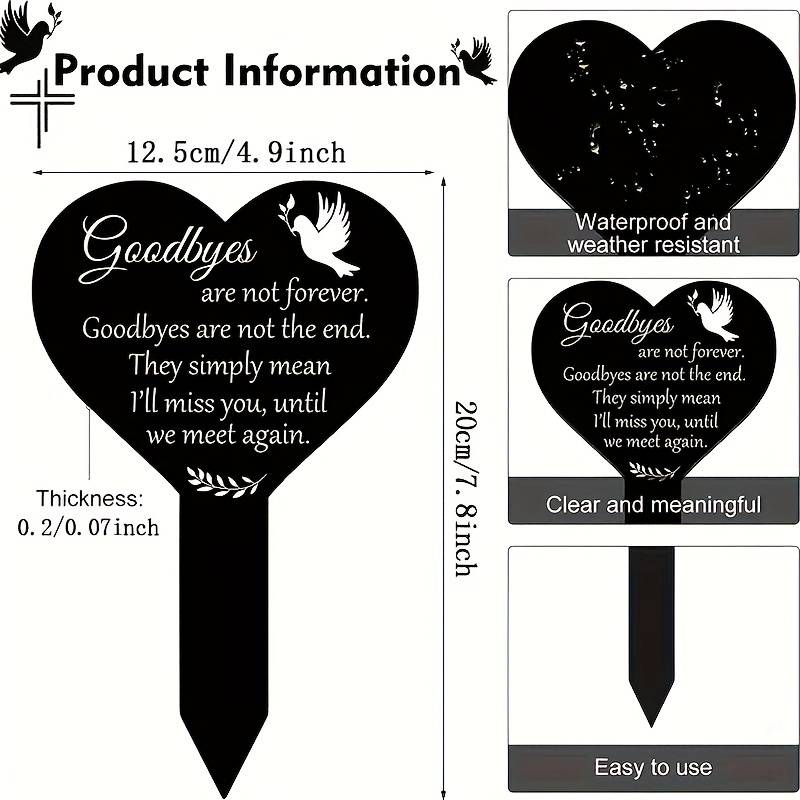 Heart-shaped Commemorative Plaque Cemetery Decoration - Memories-Made.