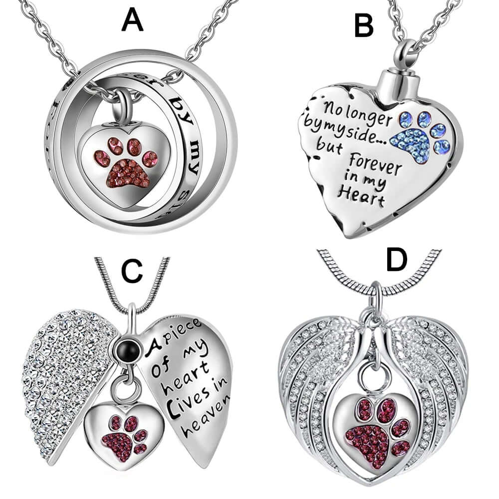 High-Quality Dog/Cat Paw Print Cremation Jewellery Ashes Holder Pet Memorial Urn Necklace Pendant for Memory - Memories-Made.