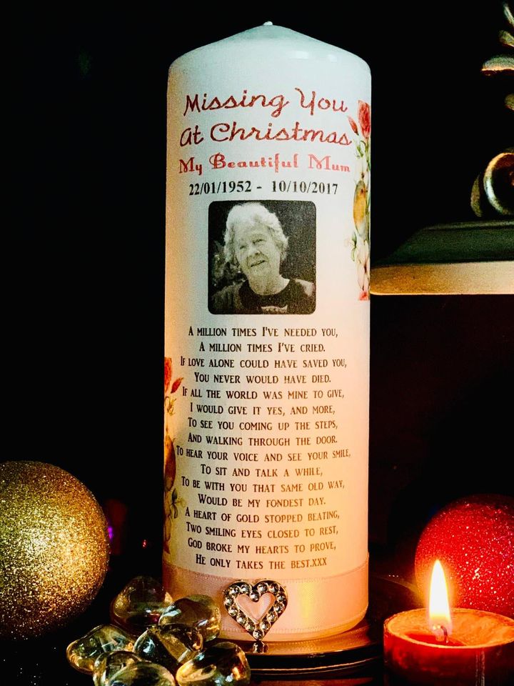 Memorial Candle 20cm - Missing you at Christmas - A Million times I have needed you. - Memories-Made.