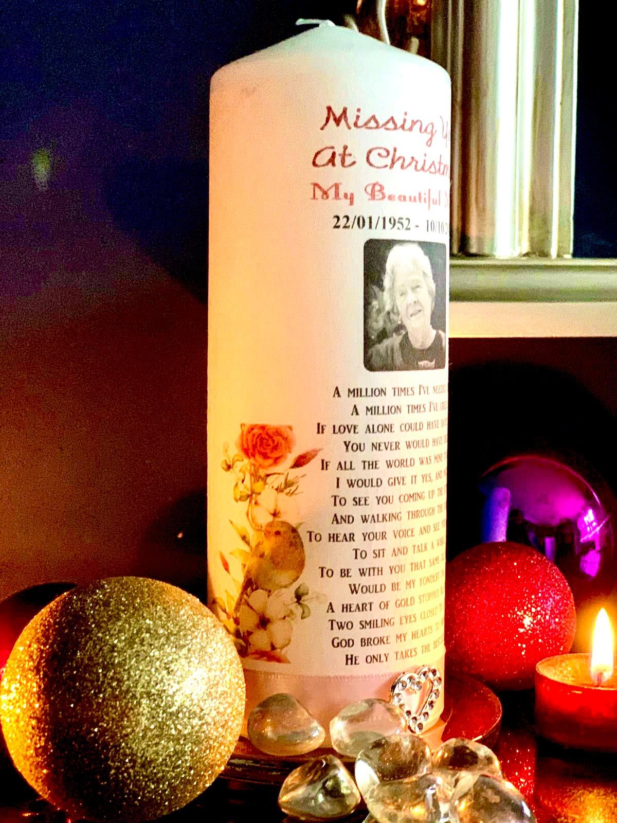 Memorial Candle 20cm - Missing you at Christmas - A Million times I have needed you. - Memories-Made.