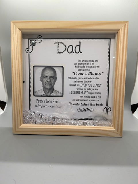 Memorial box frame for lost loved one - God saw you were getting tired - Memories-Made.