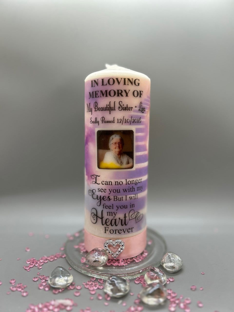 Memorial candle 20cm.  I can no longer see you......... - Memories-Made.