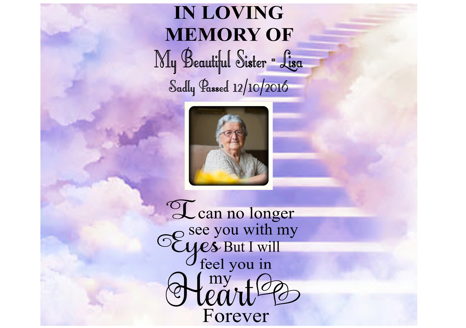 Memorial candle 20cm.  I can no longer see you......... - Memories-Made.
