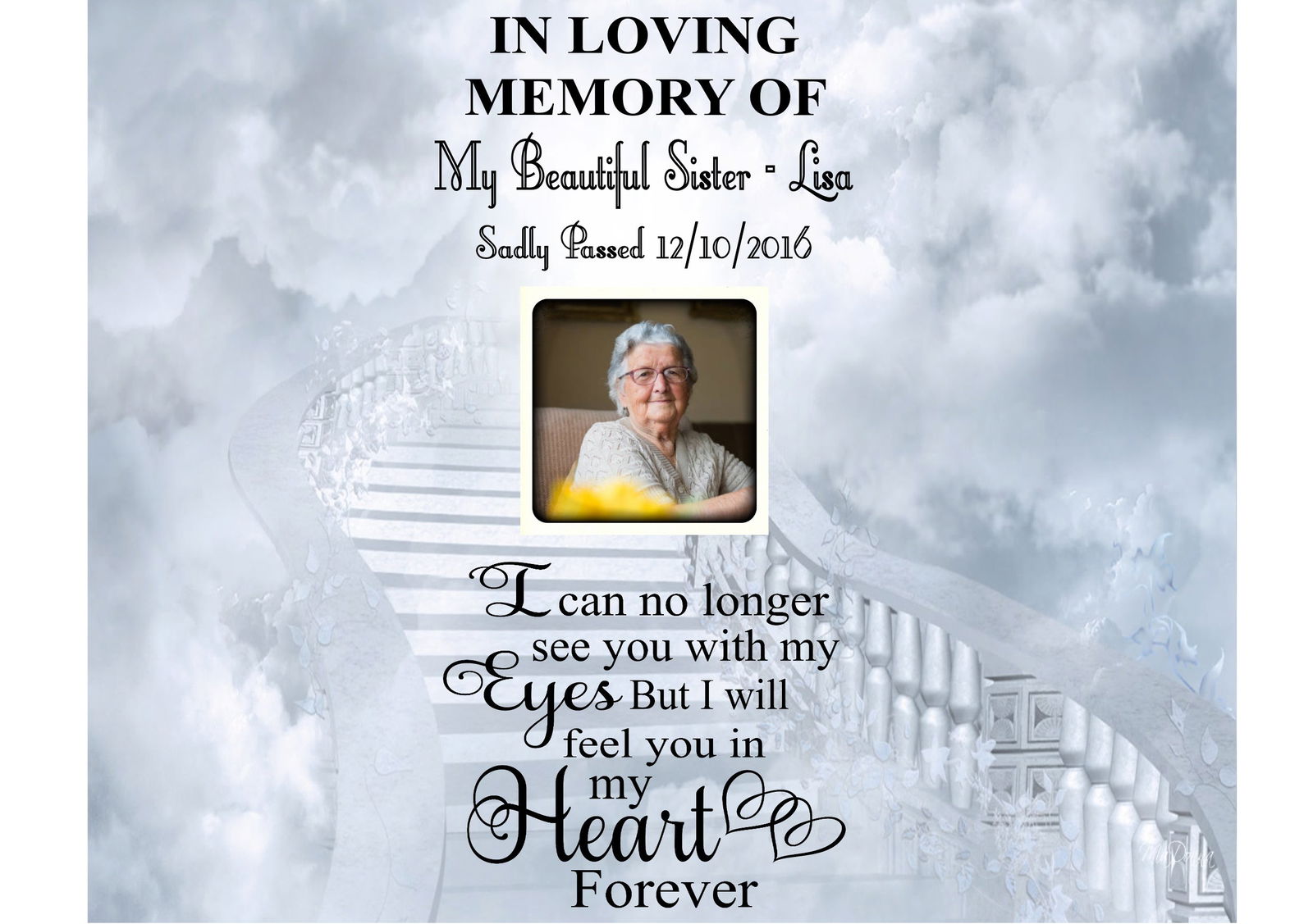 Memorial candle 20cm.  I can no longer see you......... - Memories-Made.