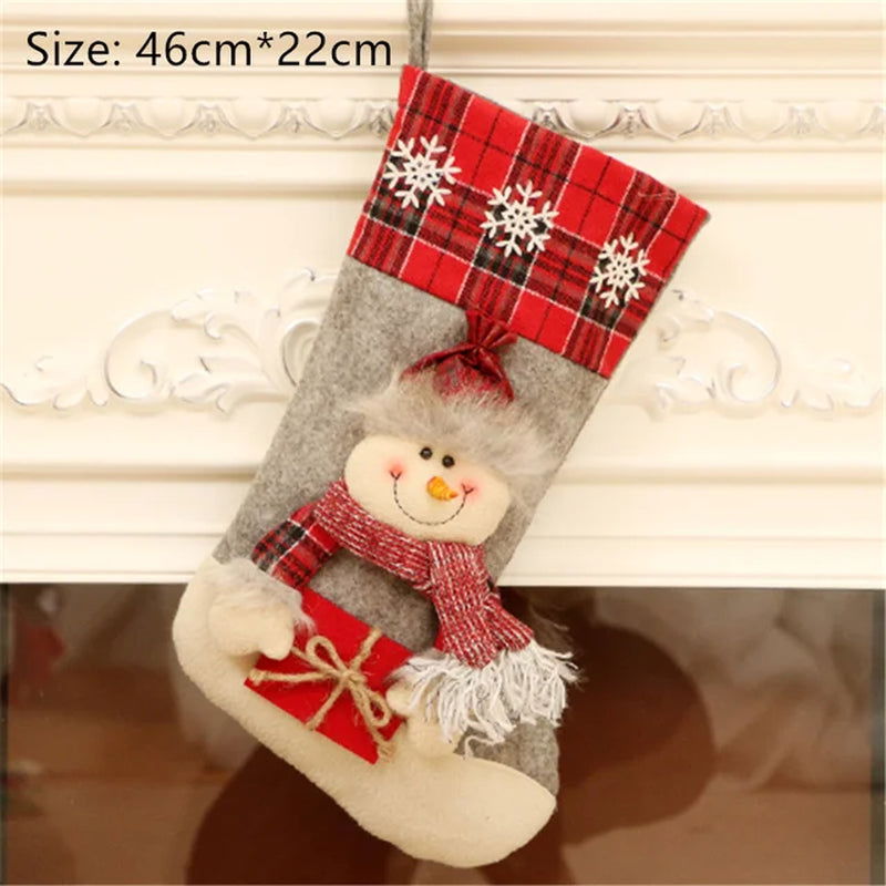 Merry Christmas New Year Red and Black Plaid Christmas Candy Bag Christmas Stocking Christmas Gift Kids Christmas Decoration - Memories-Made.