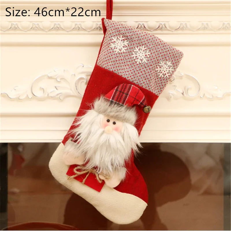 Merry Christmas New Year Red and Black Plaid Christmas Candy Bag Christmas Stocking Christmas Gift Kids Christmas Decoration - Memories-Made.