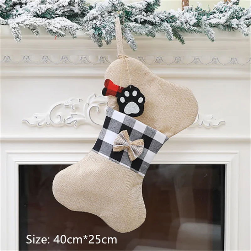 Merry Christmas New Year Red and Black Plaid Christmas Candy Bag Christmas Stocking Christmas Gift Kids Christmas Decoration - Memories-Made.