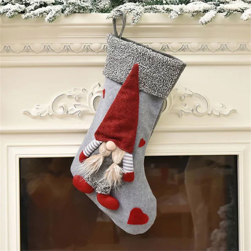 Merry Christmas New Year Red and Black Plaid Christmas Candy Bag Christmas Stocking Christmas Gift Kids Christmas Decoration - Memories-Made.