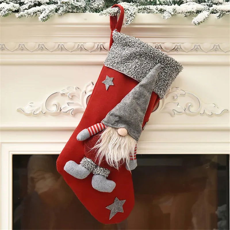 Merry Christmas New Year Red and Black Plaid Christmas Candy Bag Christmas Stocking Christmas Gift Kids Christmas Decoration - Memories-Made.