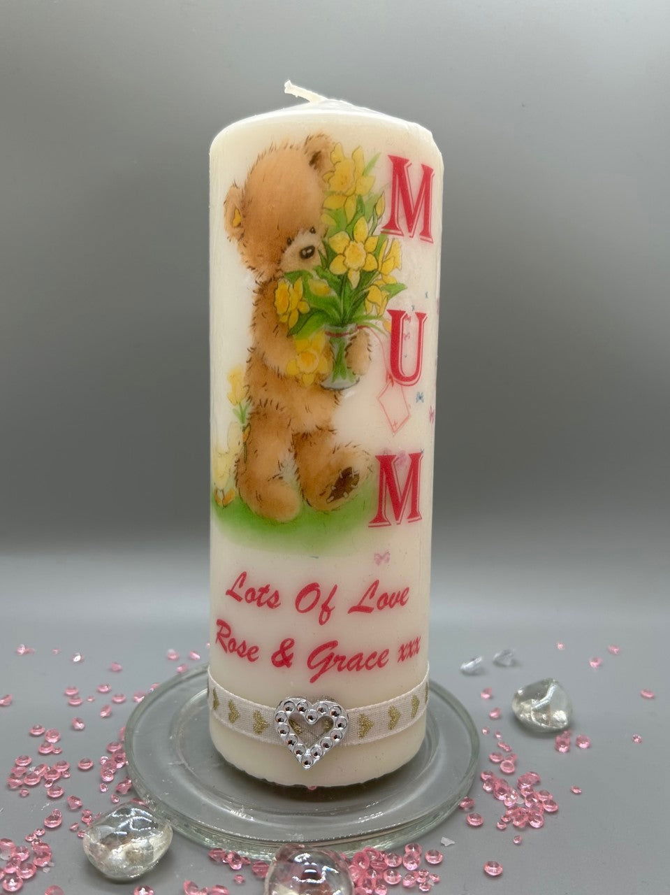 Mothers Day candle - Teddy bear with love. - Memories-Made.